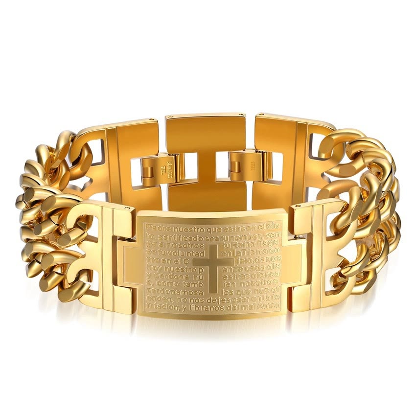 Christianartworkshop Cross & Prayer Bracelet: Sacred Text & Edgy Fashion - Golden - image 6