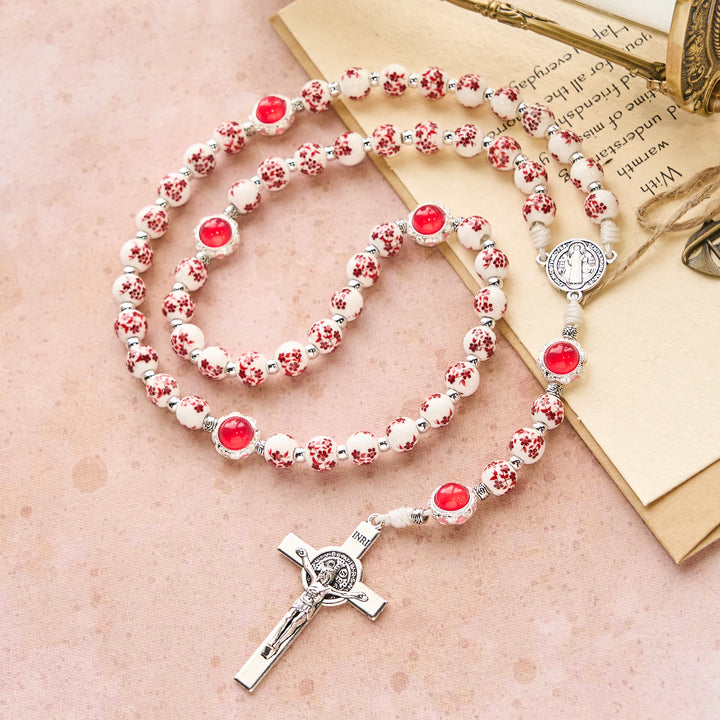 Christianartworkshop Floral Porcelain & Cat's Eye Rosary: Devotion in Detail & Prayerful Connection - image 3