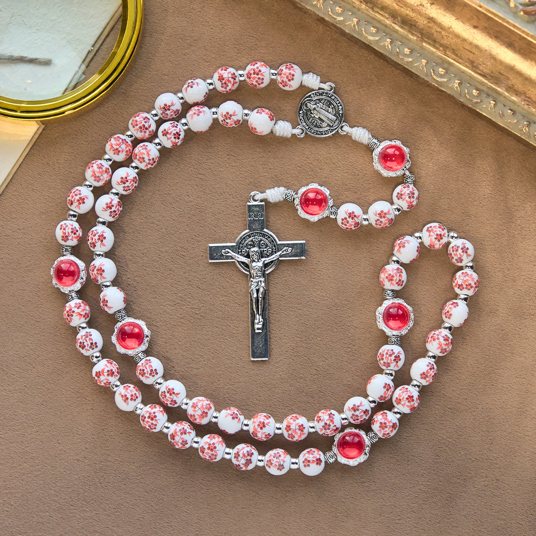 Christianartworkshop Floral Porcelain & Cat's Eye Rosary: Devotion in Detail & Prayerful Connection - image 5