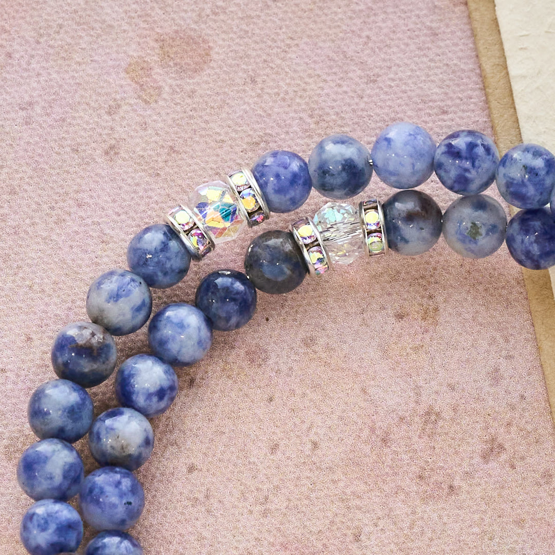 Christianartworkshop Blue Stone with Holy Family Memory Wire Rosary Bracelet - image 5