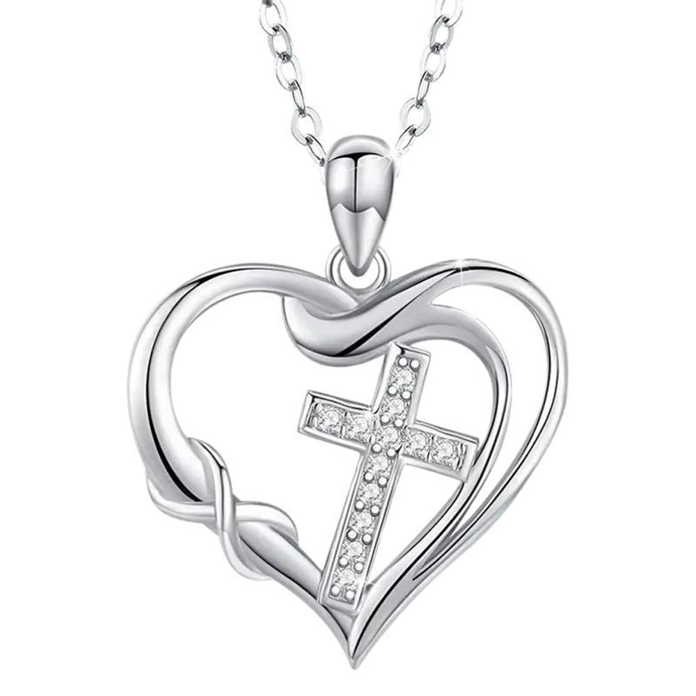Christianartworkshop Heart & Cross Necklace: Devotion & Timeless Elegance - Silver - image 0