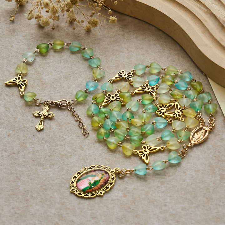 Christianartworkshop Green Heart & Butterfly Rosary, Bracelet: Devotion & Artful Spirituality - Set - image 5