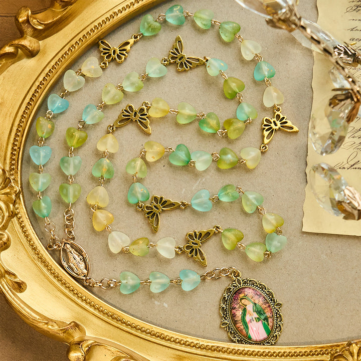 Christianartworkshop Green Heart & Butterfly Rosary, Bracelet: Devotion & Artful Spirituality - image 2