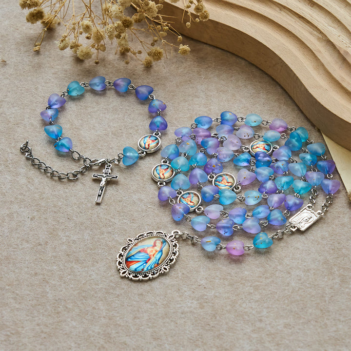 Christianartworkshop Blue Heart & Butterfly Rosary, Bracelet: Devotion & Artful Spirituality - Set - image 1