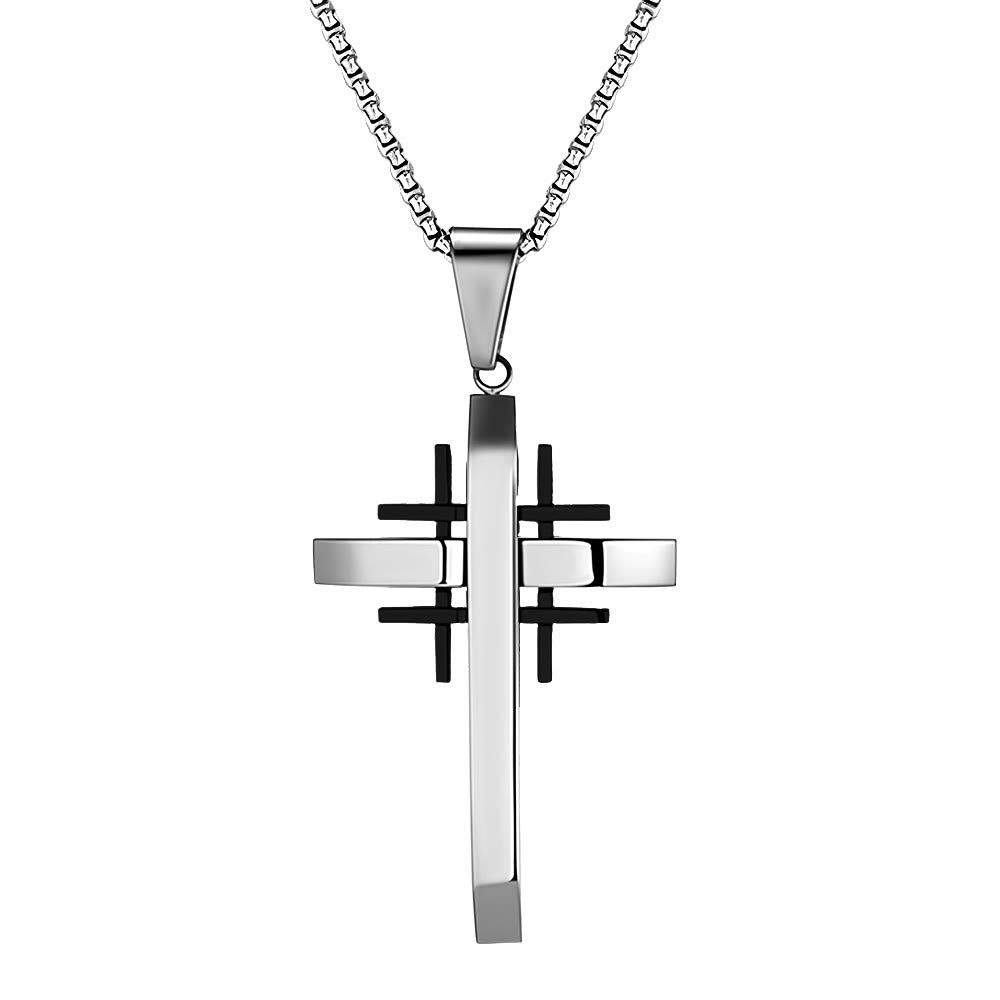 Christianartworkshop Geometric Cross Pendant Necklace: Modern Faith & Stylish Devotion - Silver & Black - image 9