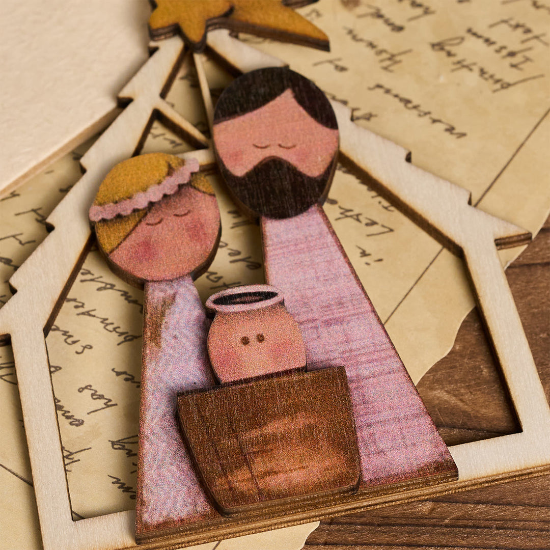 Christianartworkshop 3D Wood Holy Family Hanging Ornaments: Faith & Whimsical Christmas Spirit - image 3