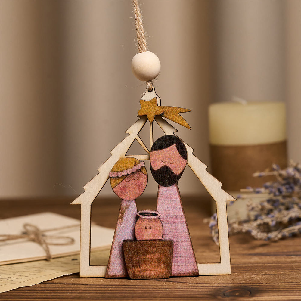 Christianartworkshop 3D Wood Holy Family Hanging Ornaments: Faith & Whimsical Christmas Spirit - image 1