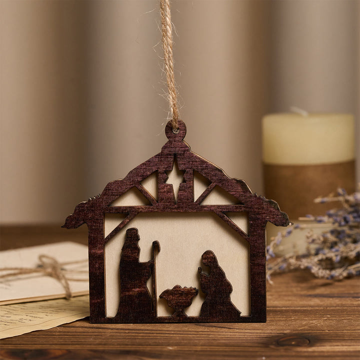 Christianartworkshop 3D Wood Nativity Hanging Ornaments: Faith & Rustic Christmas Grace - image 1