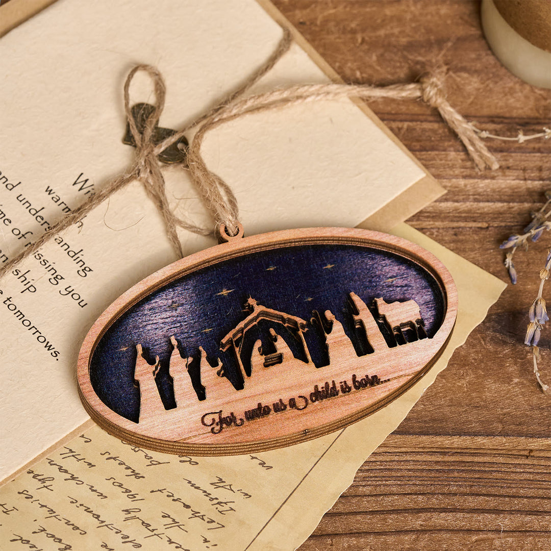 Christianartworkshop 3D Wood Nativity Hanging Ornaments: Faith & Timeless Christmas Narrative - image 3