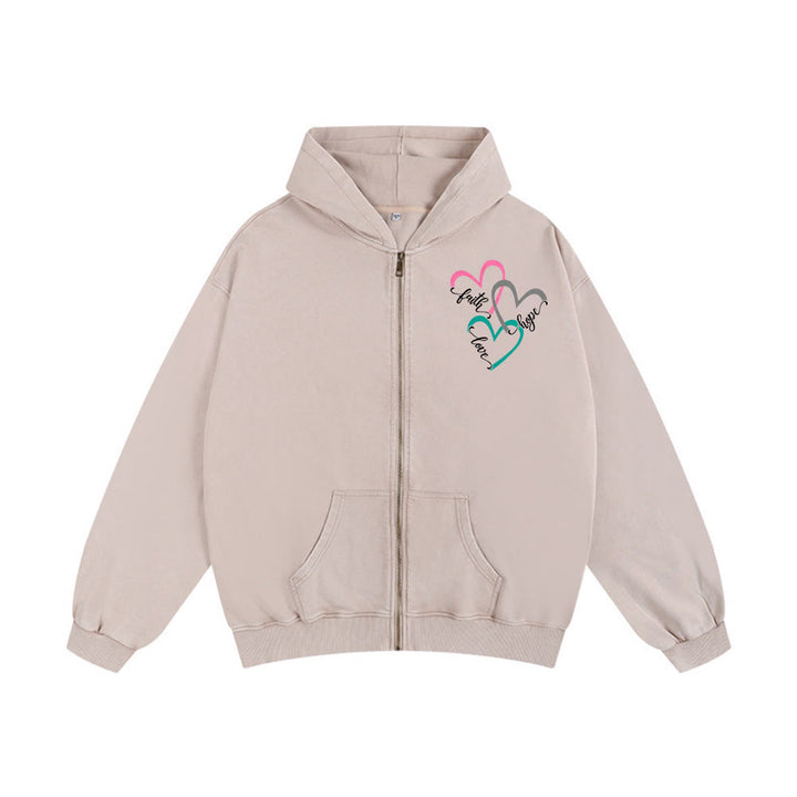 Christianartworkshop Triple Heart Faith-Inspired Hooded Jacket: Daily Wear for Devotion - Apricot - 2XL - image 4