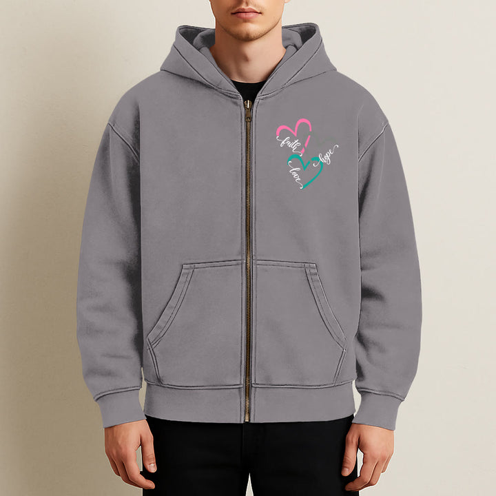Christianartworkshop Triple Heart Faith-Inspired Hooded Jacket: Daily Wear for Devotion - image 8