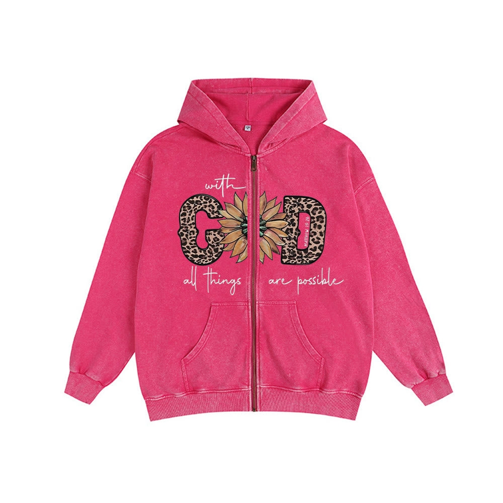 Christianartworkshop GOD-Inspired Sunflower Graphic Hooded Jacket: Daily Faith Reminder - Rose - 2XL - image 13