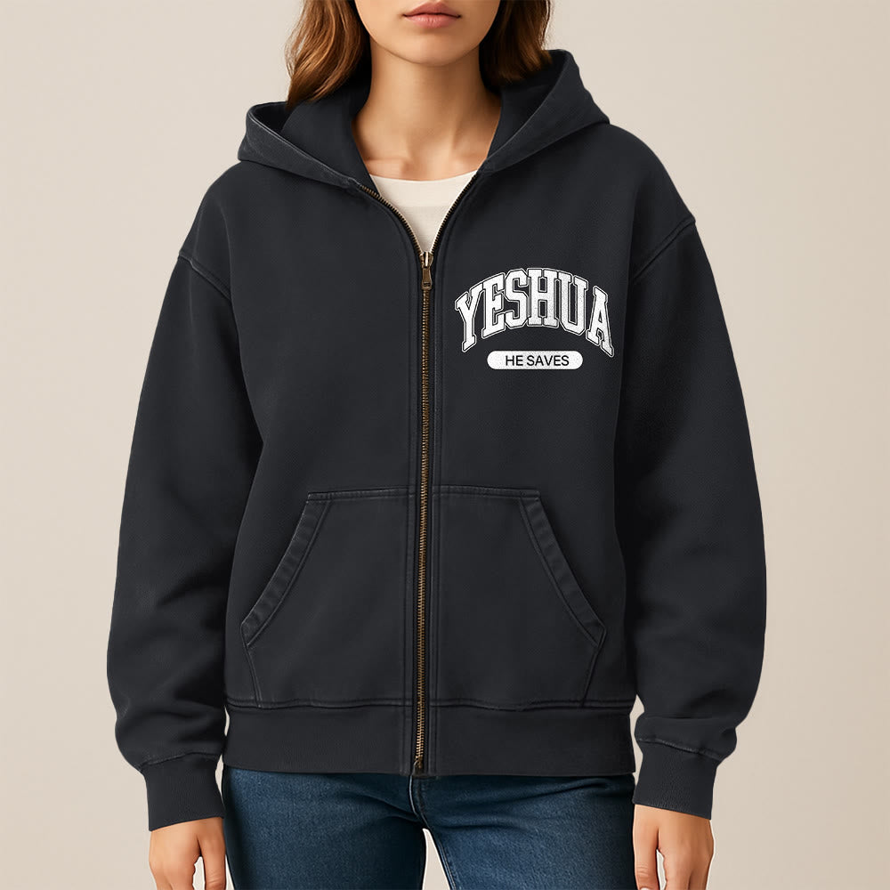 Christianartworkshop YESHUA He Saves Graphic Hooded Jacket: Blend of Faith & Casual Fashion - image 6