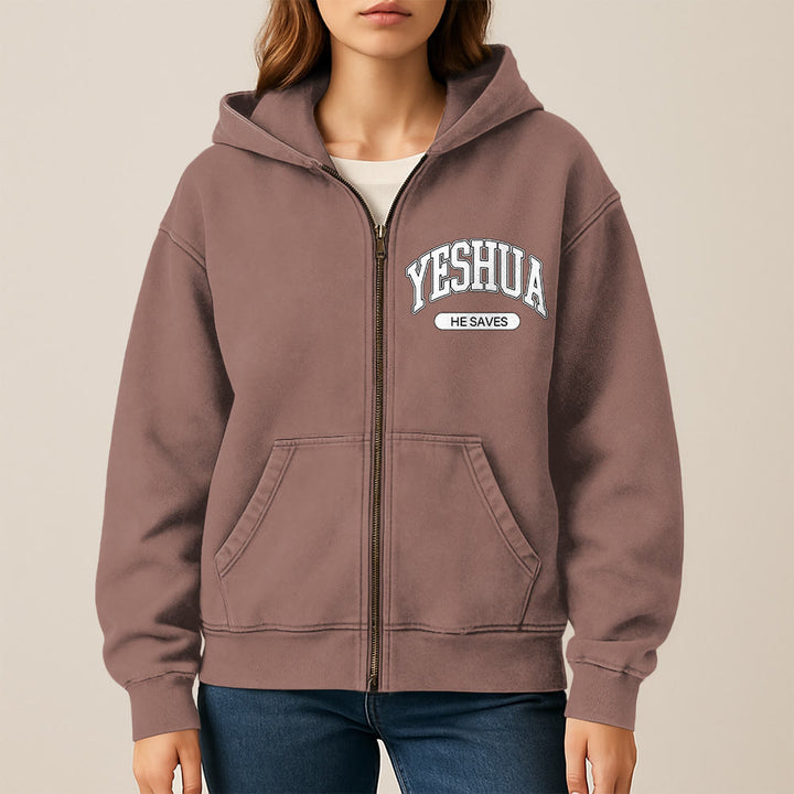 Christianartworkshop YESHUA He Saves Graphic Hooded Jacket: Blend of Faith & Casual Fashion - image 2