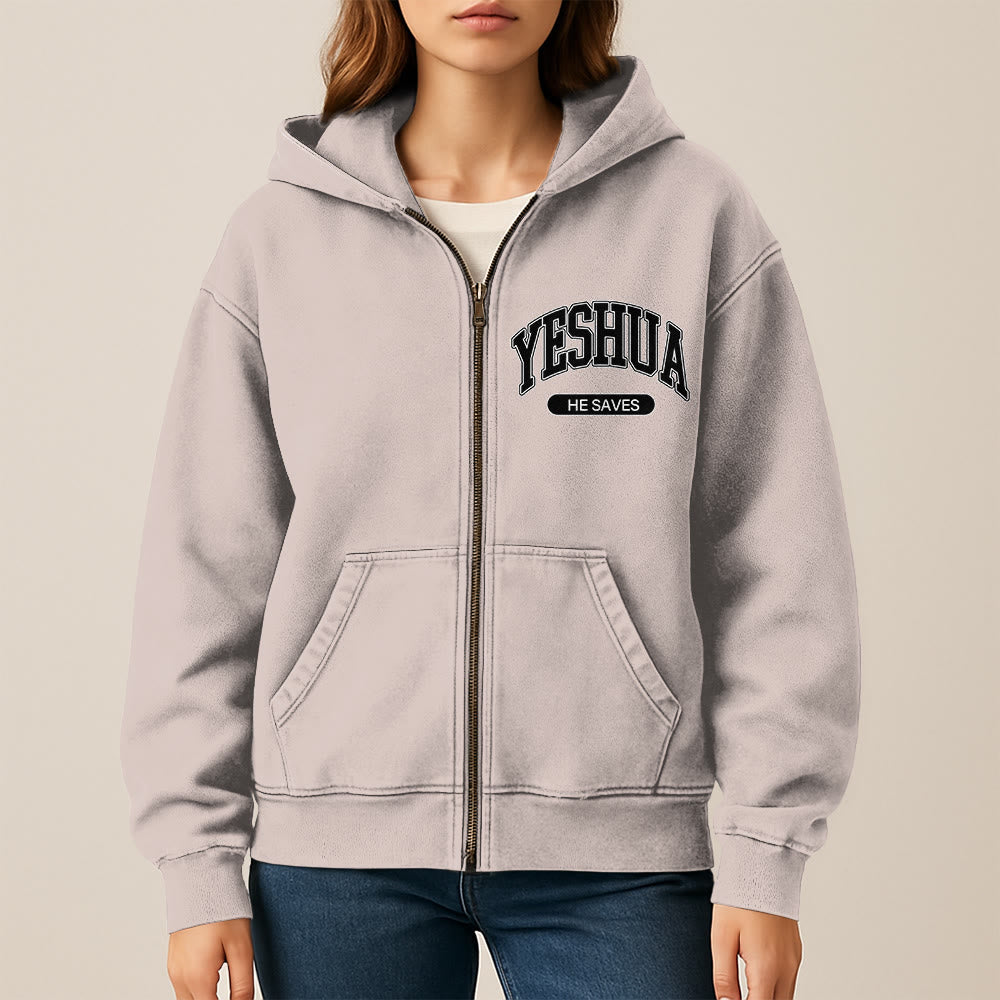 Christianartworkshop YESHUA He Saves Graphic Hooded Jacket: Blend of Faith & Casual Fashion - image 9