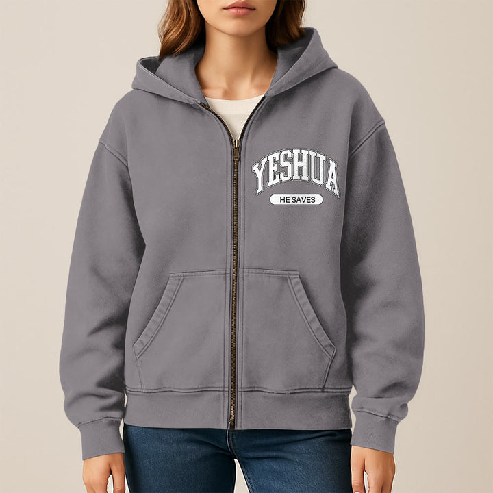 Christianartworkshop YESHUA He Saves Graphic Hooded Jacket: Blend of Faith & Casual Fashion - image 12