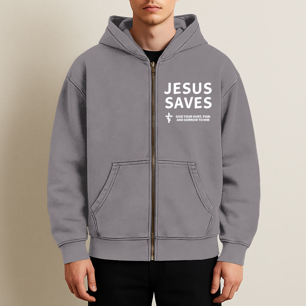 Christianartworkshop Jesus Saves Devotion Hooded Jacket: Express Faith in Daily Life with Ease - image 8