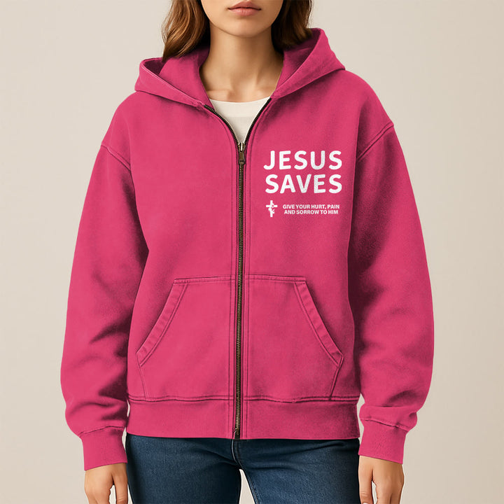 Christianartworkshop Jesus Saves Devotion Hooded Jacket: Express Faith in Daily Life with Ease - image 15