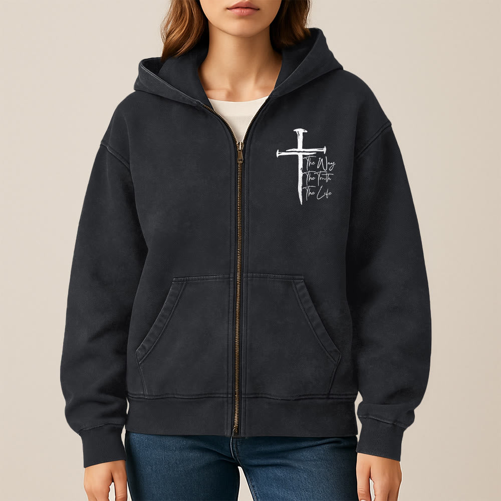 Christianartworkshop Faith Path Cross Hooded Jacket: The Way The Truth The Life in Casual Wear - image 6