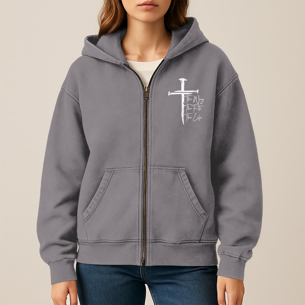 Christianartworkshop Faith Path Cross Hooded Jacket: The Way The Truth The Life in Casual Wear - image 15