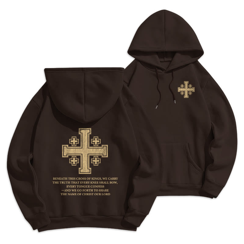 Christianartworkshop Cross of Kings Faith Statement Fleece Lined Polyester Hoodie - Brown - 2XL - image 4