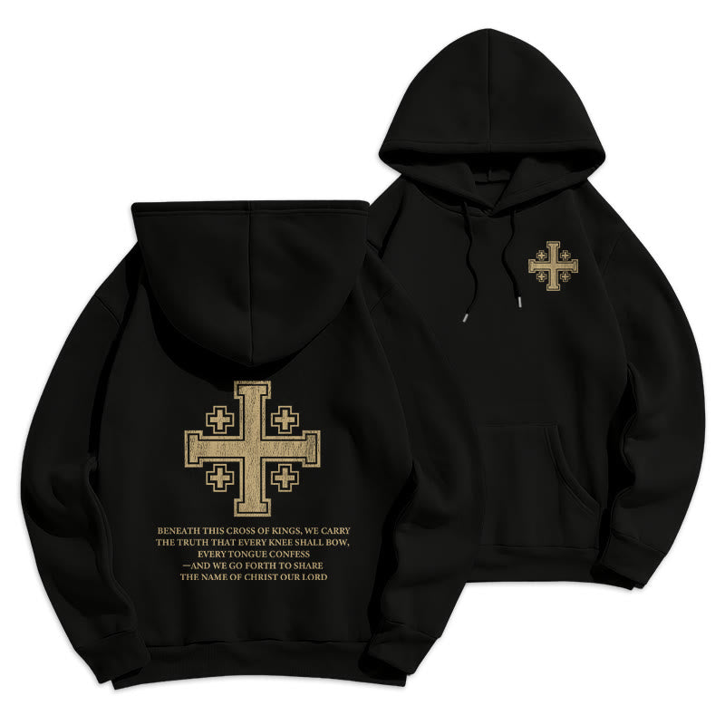 Christianartworkshop Cross of Kings Faith Statement Fleece Lined Polyester Hoodie - Black - 2XL - image 0
