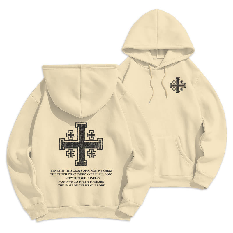 Christianartworkshop Cross of Kings Faith Statement Fleece Lined Polyester Hoodie - Beige - 2XL - image 12