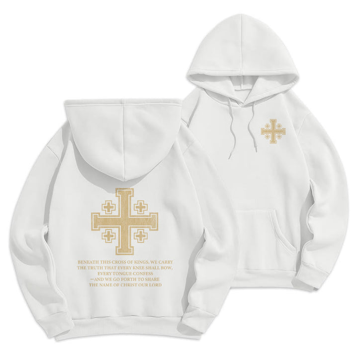Christianartworkshop Cross of Kings Faith Statement Fleece Lined Polyester Hoodie - White - 2XL - image 6