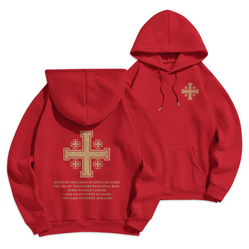 Christianartworkshop Cross of Kings Faith Statement Fleece Lined Polyester Hoodie - Red - 2XL - image 19