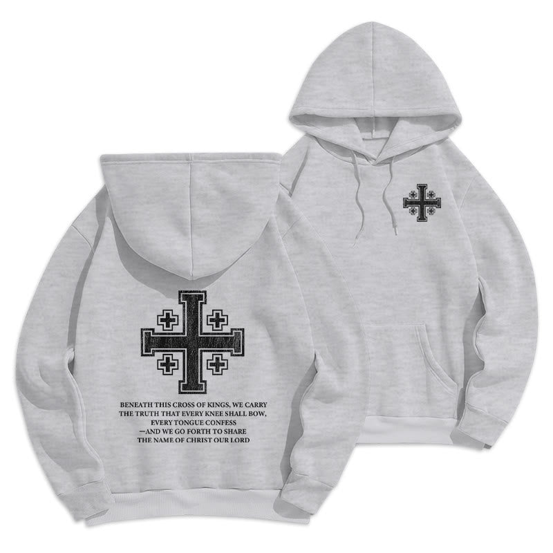 Christianartworkshop Cross of Kings Faith Statement Fleece Lined Polyester Hoodie - Grey - 2XL - image 9