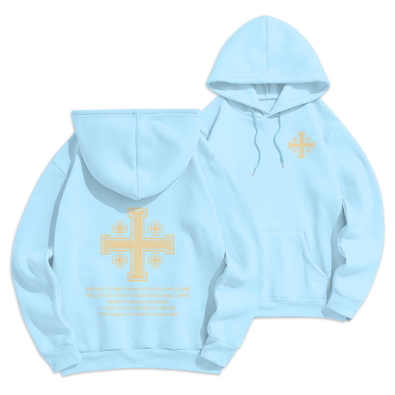 Christianartworkshop Cross of Kings Faith Statement Fleece Lined Polyester Hoodie - Blue - 2XL - image 22