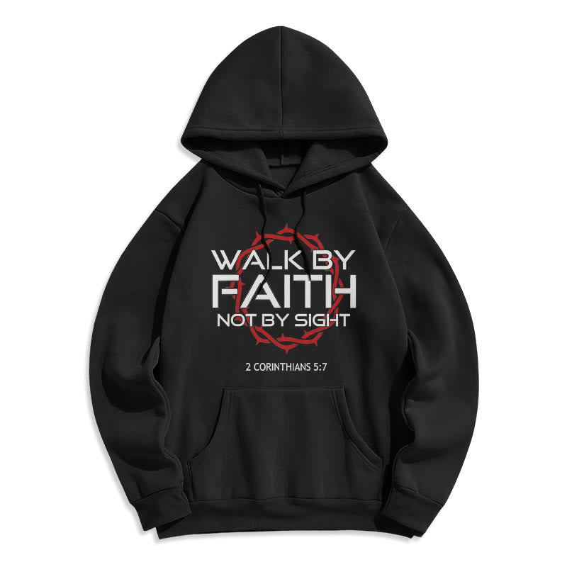 Christianartworkshop Faith-Driven Walk By Faith Fleece Lined Polyester Hoodie - Black - 2XL - image 1
