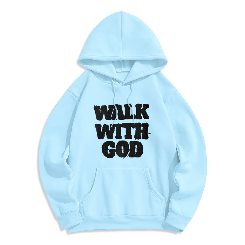 Christianartworkshop Walk With God Mission Fleece Lined Polyester Hoodie - Blue - 2XL - image 1