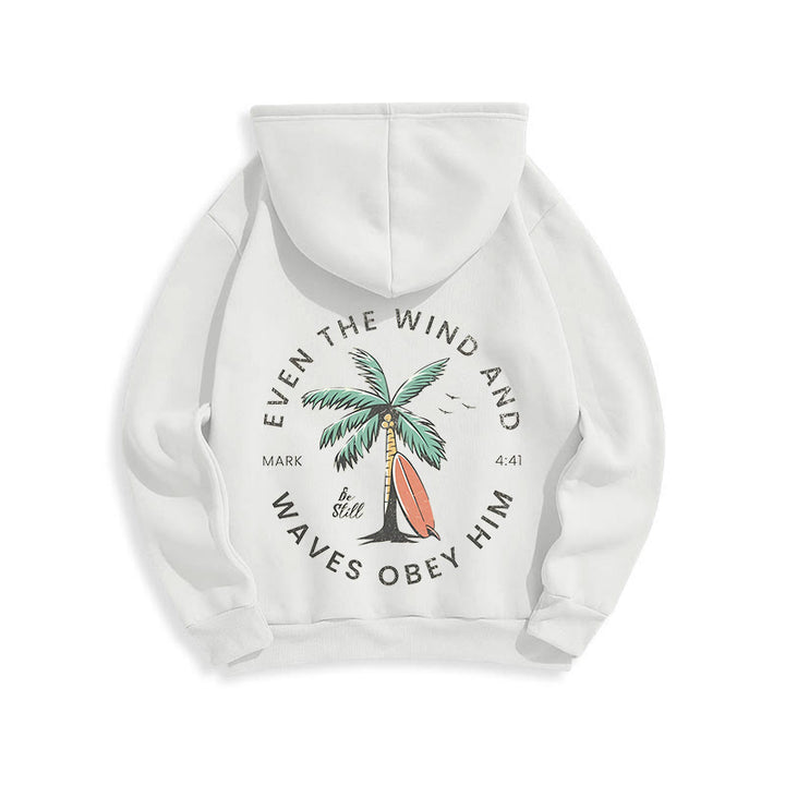Christianartworkshop Scripture & Coastal Be Still Fleece Lined Polyester Hoodie - image 5