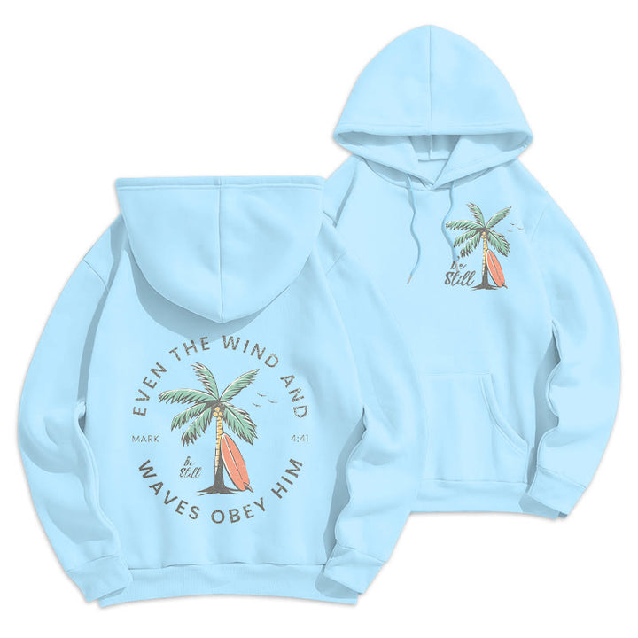 Christianartworkshop Scripture & Coastal Be Still Fleece Lined Polyester Hoodie - Blue - 2XL - image 7