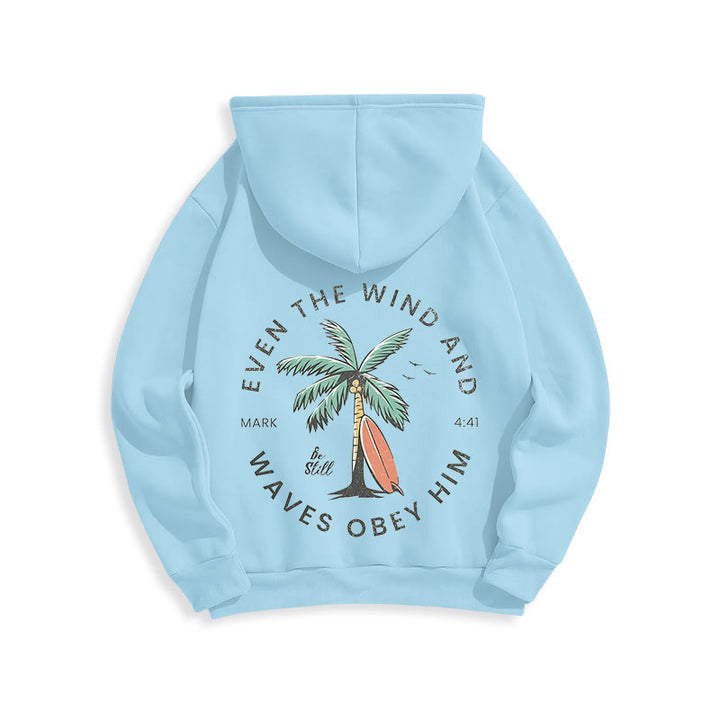 Christianartworkshop Scripture & Coastal Be Still Fleece Lined Polyester Hoodie - image 8