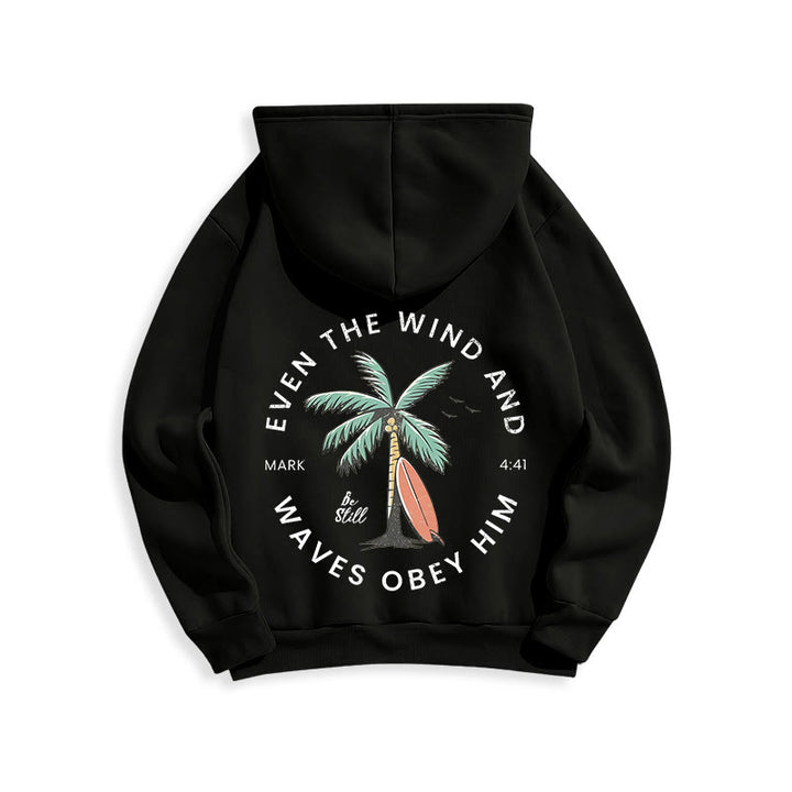 Christianartworkshop Scripture & Coastal Be Still Fleece Lined Polyester Hoodie - image 2