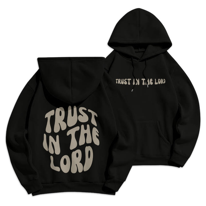 Christianartworkshop Trust In The Lord Faith Reliance Fleece Lined Polyester Hoodie - Black - 2XL - image 4