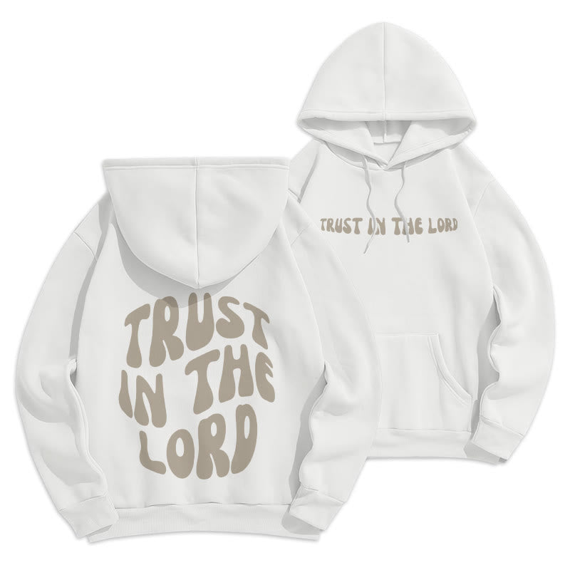 Christianartworkshop Trust In The Lord Faith Reliance Fleece Lined Polyester Hoodie - White - 2XL - image 6