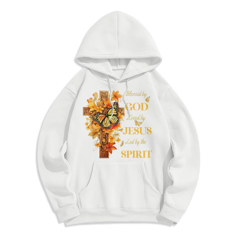 Christianartworkshop Blessed by God Mission Fleece Lined Polyester Hoodie - White - 2XL - image 5
