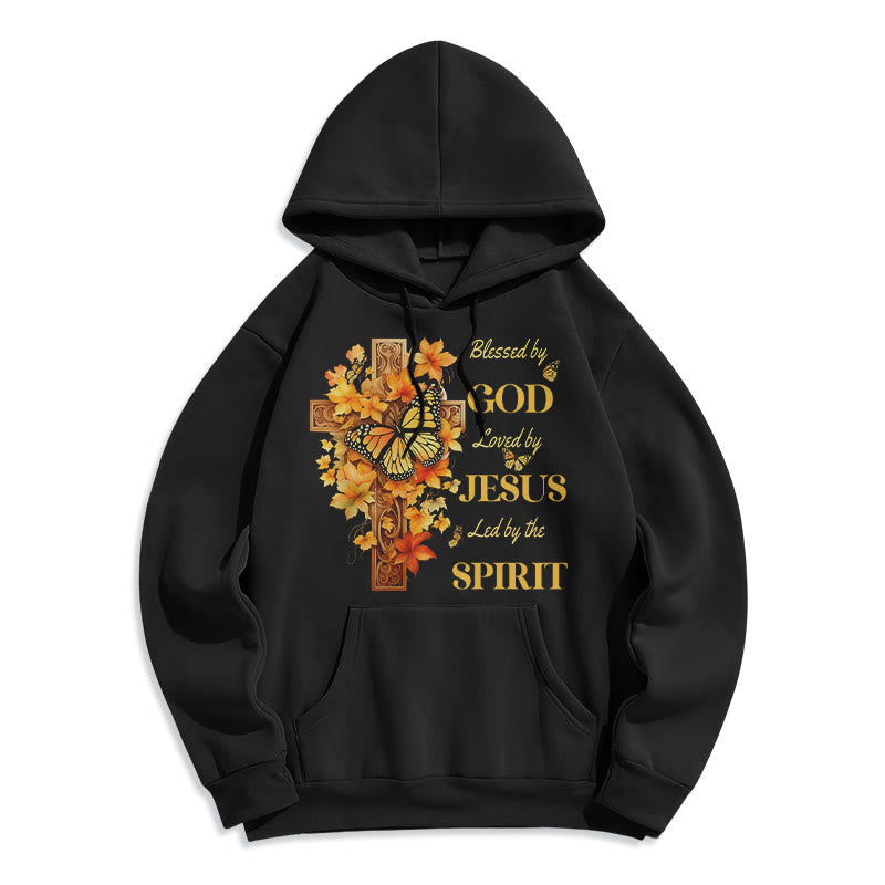 Christianartworkshop Blessed by God Mission Fleece Lined Polyester Hoodie - Black - 2XL - image 4