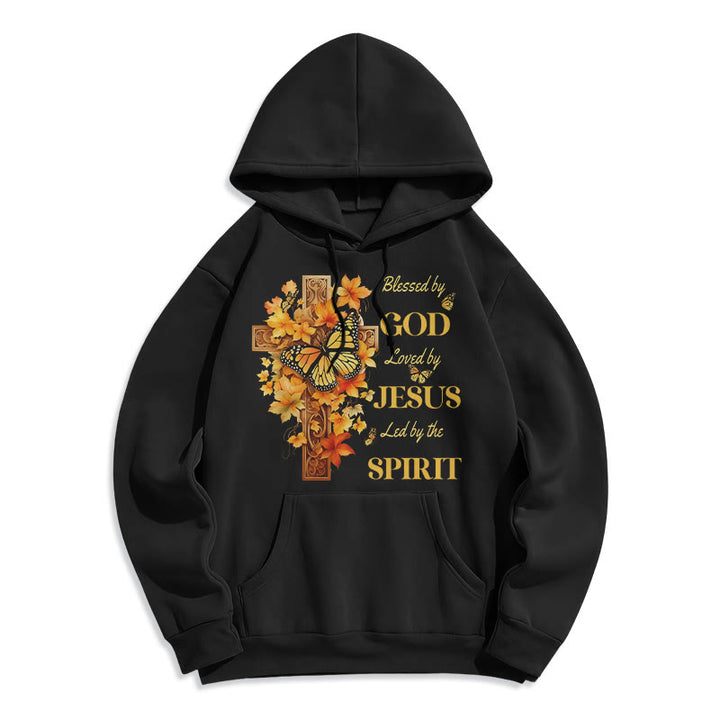 Christianartworkshop Blessed by God Mission Fleece Lined Polyester Hoodie - Black - 2XL - image 4