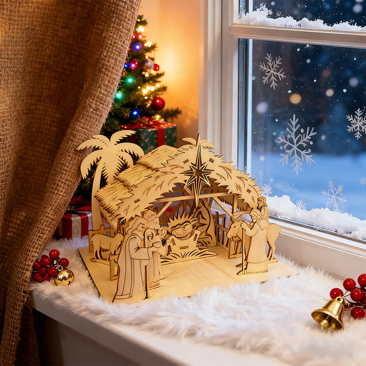 Christianartworkshop Wooden House Nativity Ornament: Sacred Story & Festive Reverence - image 1