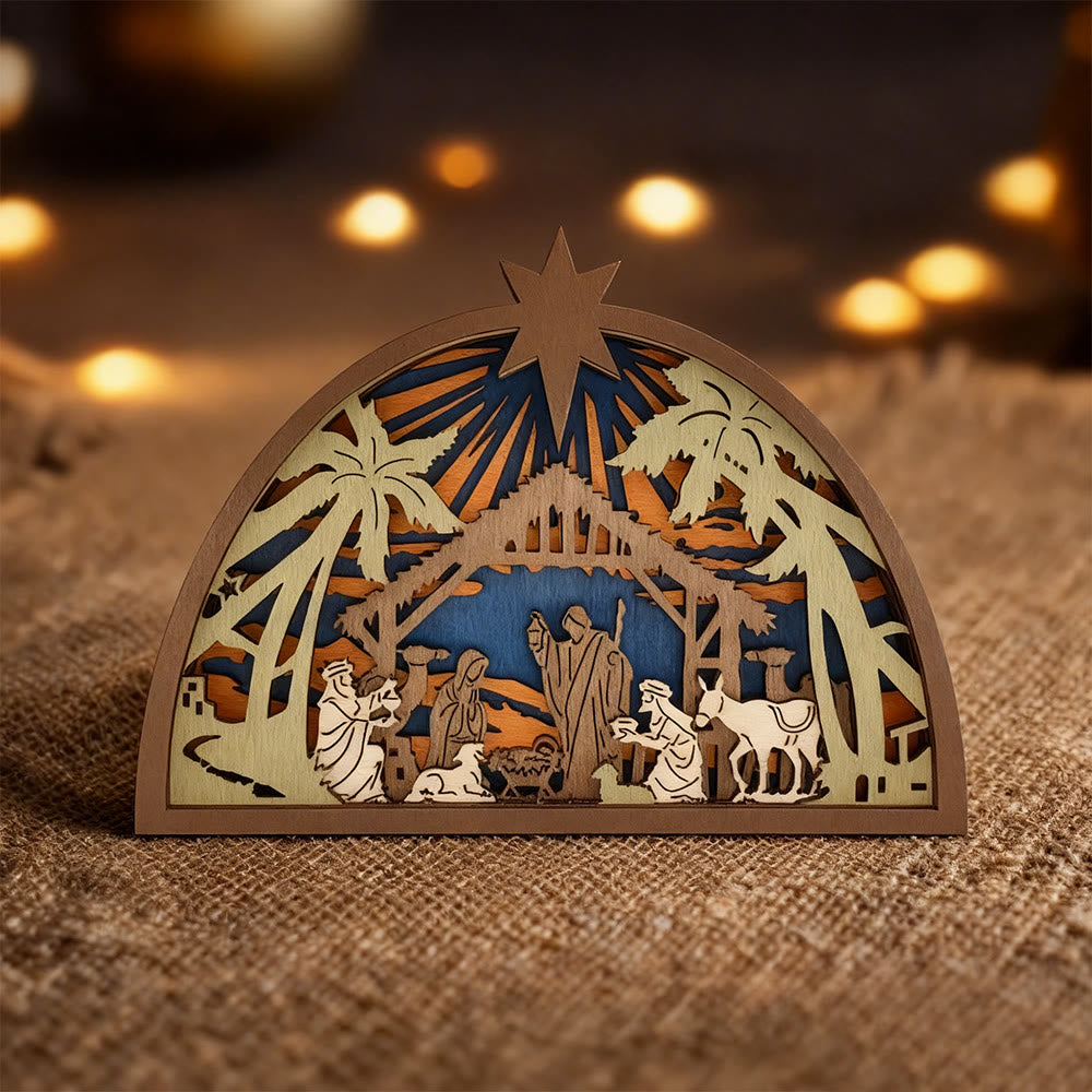 Christianartworkshop Layered Wooden Nativity Ornament: Sacred Story & Colorful Devotion - image 1