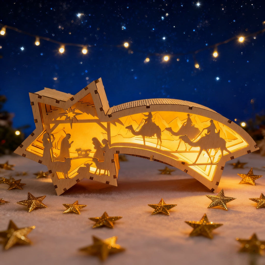 Christianartworkshop Star-Shaped Wooden Nativity Decor: Sacred Story & Artful Devotion - image 1