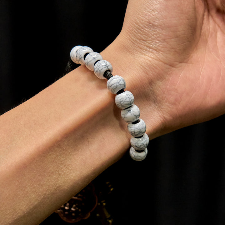 Christianartworkshop Matte White Crackle Beads with Ornate Brass Crucifix Rosary, Pocket Rosary - image 11