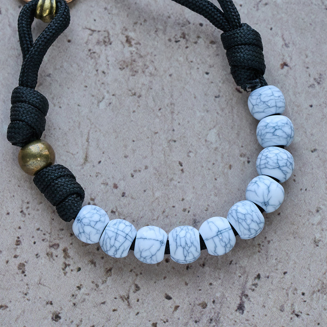 Christianartworkshop Matte White Crackle Beads with Ornate Brass Crucifix Rosary, Pocket Rosary - image 16