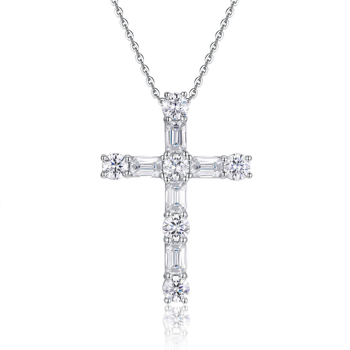 Christianartworkshop Sterling Silver Moissanite Cross Necklace: Faith Elegance & Timeless Sparkle - C - image 2