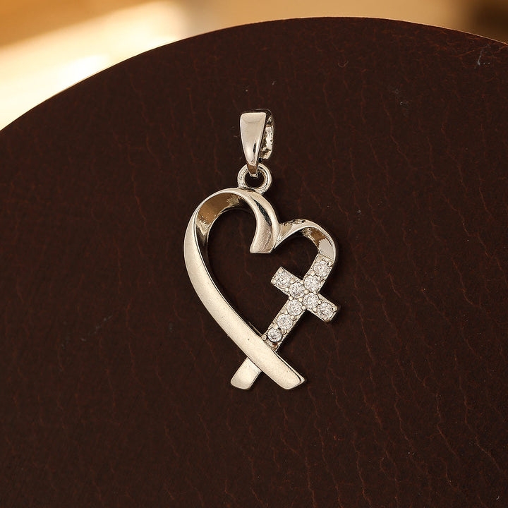 Christianartworkshop Multi-Design Copper Cross Series: Diverse Style Options for Faith Wearing - Heart - Silver - image 2