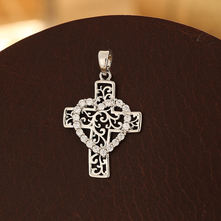 Christianartworkshop Multi-Design Copper Cross Series: Diverse Style Options for Faith Wearing - Heart Cross - Silver - image 8